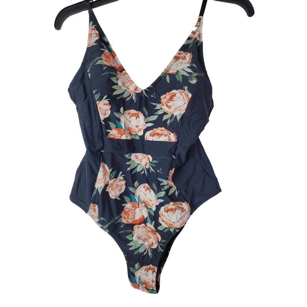 Cupshe Women's Black Floral Slimming One Piece Swimsuit Size‎ Medium